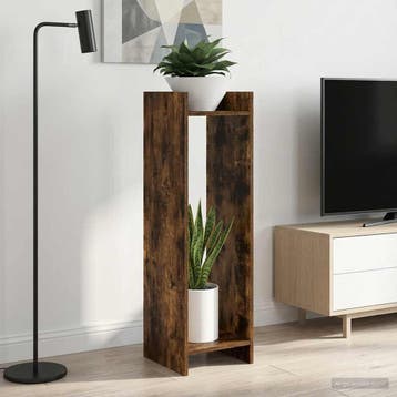 vidaXL Plantenstand 2 st Gerookt eiken 30 x 30 x 100 cm, Verzenden