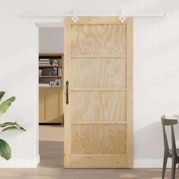 vidaXL Schuifdeur 93 x 202 cm Bewerkt hout Natuurlijk en Wit, Verzenden, Nieuw