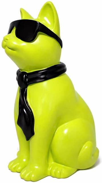 Groene poes met zonnebril - 28 cm, Collections, Statues & Figurines, Verzenden