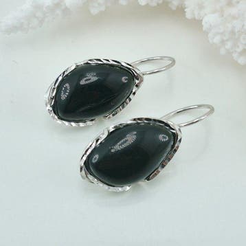 Argent, SANS RÉSERVE - Boucles doreilles - onyx naturel