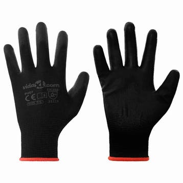 vidaXL Werkhandschoenen 24 st Zwart 7 / S Polyester, Tuin en Terras, Werkkleding, Verzenden, Nieuw