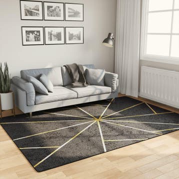 vidaXL Vloerkleed wasbaar anti-slip 160x230 cm zwart en, Verzenden, Nieuw
