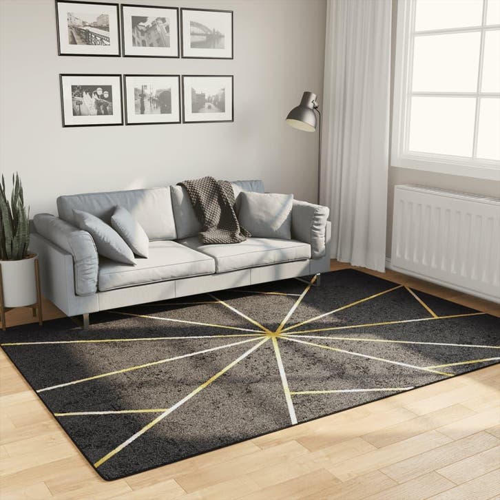 vidaXL Vloerkleed wasbaar anti-slip 160x230 cm zwart en, Huis en Inrichting, Stoffering | Tapijten en Vloerkleden, Nieuw, Verzenden