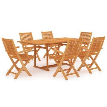 vidaXL 7-delige Tuinset massief teakhout, Verzenden, Nieuw, Tuinset