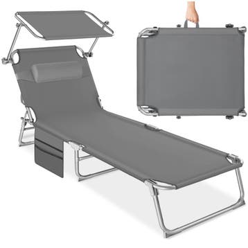 Ligbed Chloé 4-niveaus, met hoofdkussen - grijs, Tuin en Terras, Verzenden, Nieuw