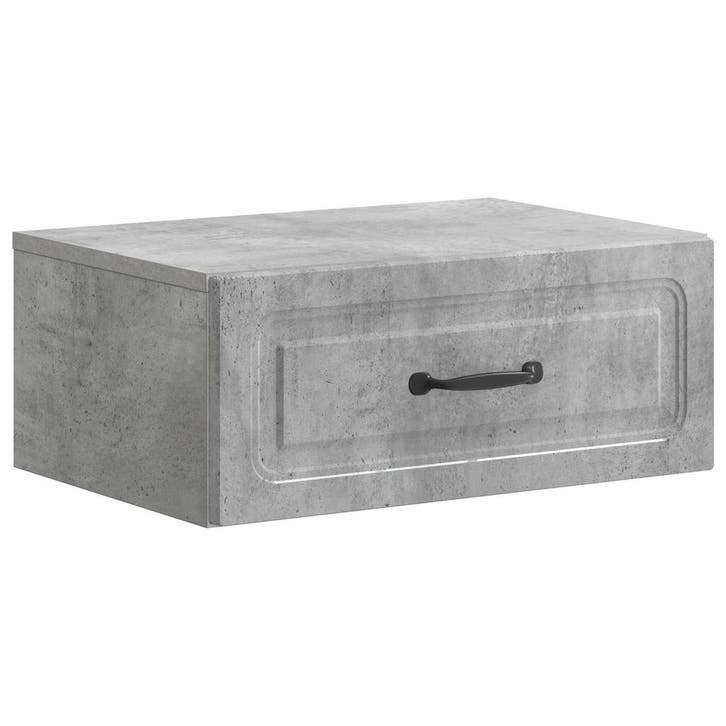 vidaXL Muurbevestigde Nachttafel met lade Betongrijs 49 x, Huis en Inrichting, Slaapkamer | Nachtkastjes, Nieuw, Verzenden