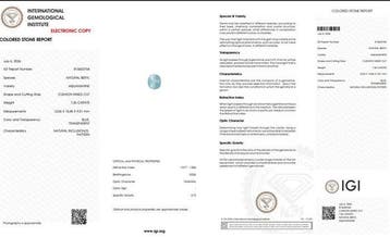 1 pcs Blauw Aquamarijn - 7.36 ct - International Gemological, Handtassen en Accessoires, Edelstenen, Nieuw