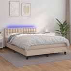 vidaXL Boxspring met matras en LED kunstleer cappuccinokleur, Verzenden, Nieuw