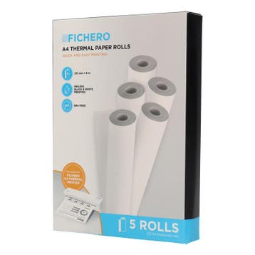 5 rouleaux de papier thermique A4 Fichero - 5 rouleaux | 210, Verzenden