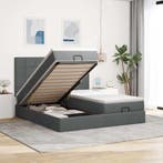 vidaXL Ottoman bed met matrassen 160x200cm stof donkergrijs, Verzenden