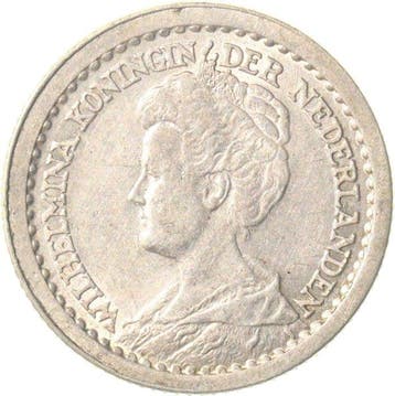Nederland. Wilhelmina. 10 Cents 1912 variant hoge kroon, Timbres & Monnaies