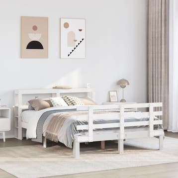 vidaXL Bedframe met hoofdeinde zonder matras 120x200 cm wit, Verzenden, Nieuw