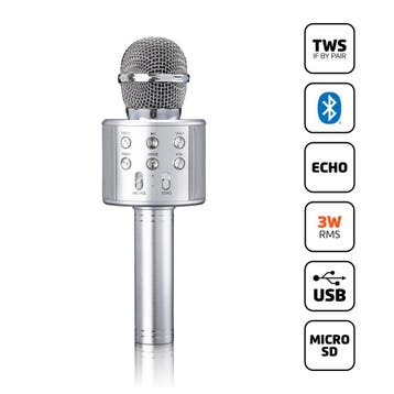 Karaoke Microfoon – Draadloos - Zilver - Lenco, Audio, Tv en Foto, Verzenden, Nieuw