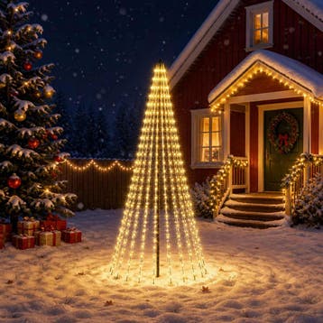 vidaXL LED kerstboom 235 cm 500 LEDs Warmwit IJzer Zwart, Verzenden
