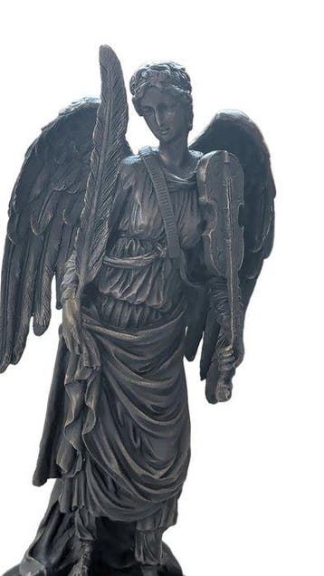 Figuur - Bronzefigur Engel mit Geige und Palmzweig auf