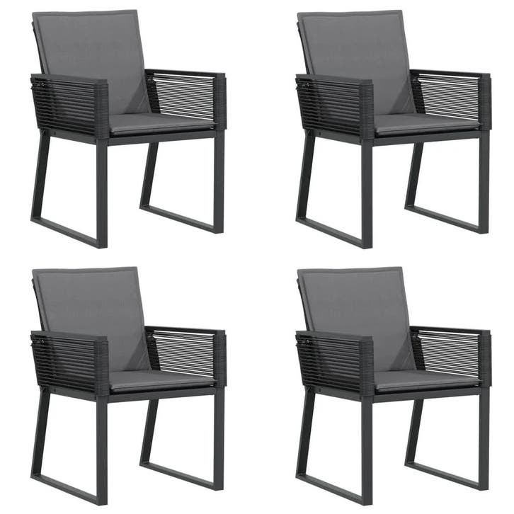 Tuinstoelen 4x met Kussens Zwart | Retour Deal 41% Korting, Tuin en Terras, Tuinstoelen, Nieuw, Verzenden