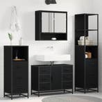 vidaXL Badkamermeubel Set met lade 3 pcs Zwart Eiken Bewerkt, Verzenden, Nieuw