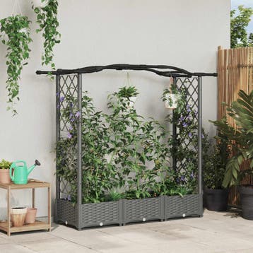 vidaXL Verhoogd Bed met Trellis en Dak Lichtgrijs 169 x 40 x, Verzenden, Nieuw
