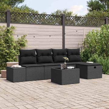 vidaXL Bankstel 5 st poly rattan, Verzenden