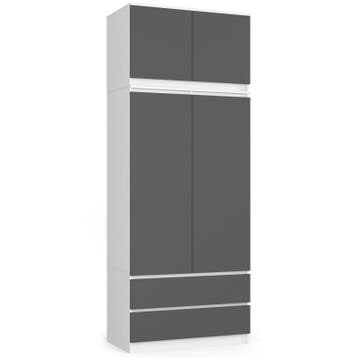 Kledingkast wit antraciet  XL lades Wit Grijs (Slaapkamer), Verzenden