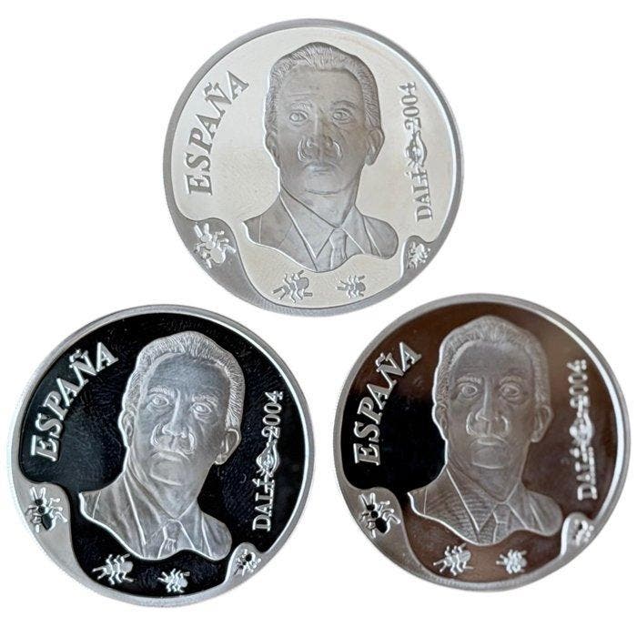Spanje. 10 Euro 2004 Dali - without box (3 moedas) Proof, Postzegels en Munten, Munten | Europa | Niet-Euromunten