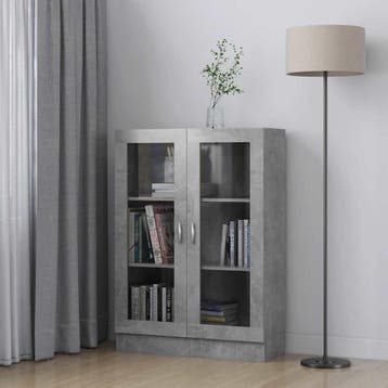 vidaXL Vitrinekast 82,5x30,5x115 cm bewerkt hout betongrijs, Huis en Inrichting, Verzenden, Nieuw
