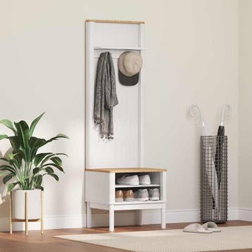 vidaXL hal kast FLORO Wit 50 x 40 x 158 cm Massief vurenhout, Verzenden, Nieuw