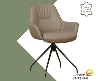 Leren draaibare eetkamerstoel Twist - Toledo Mocca, Huis en Inrichting, 60 tot 90 cm, Nieuw, Leer, Ophalen of Verzenden