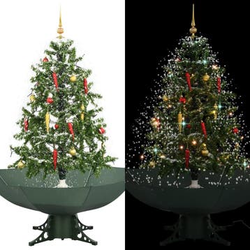 vidaXL Kerstboom sneeuwend met paraplubasis 140 cm groen, Verzenden