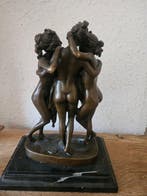 Beeld, Die drei Grazien - 23 cm - Brons, Marmer