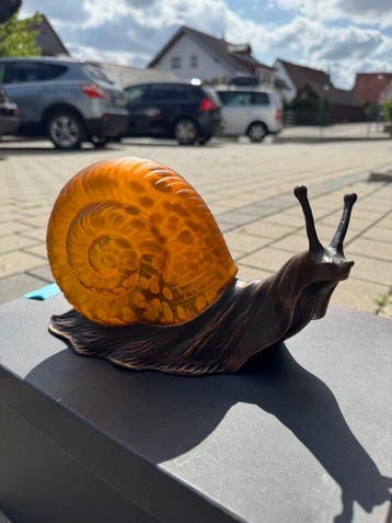 Tin Chi - Lampe - Vitrail, Bronze