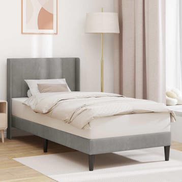 vidaXL Bedframe met hoofdeinde Lichtgrijs 90 x 200 cm, Verzenden
