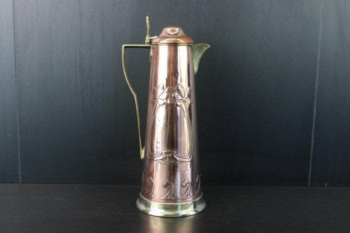 Carl Deffner - Karaf - Art Nouveau floral decanter wine jug., Antiquités & Art, Art | Objets design