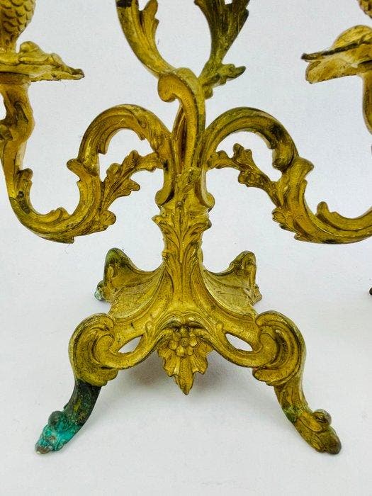Kandelaar (2) - Verguld messing - Louis XV-stijl/ 19 eeuw, Antiek en Kunst, Curiosa en Brocante