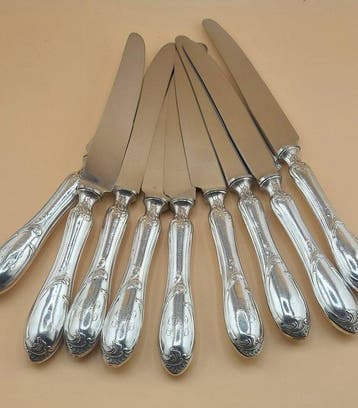Ensemble de couteaux de table (10) - Plaqué(e) argent, Antiquités & Art
