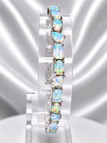 Zonder minimumprijs - Armband Zilver - 9.50ct. tw. Opaal -, Nieuw