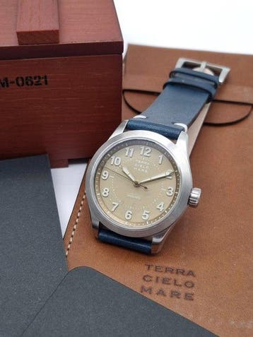 Terra Cielo Mare - 38mm Sparviero Beige Automatic Full Set, Nieuw