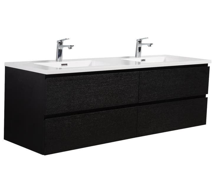 Badkamermeubel Set Angela 160 cm Zwart Houtnerf, Huis en Inrichting, Badkamer | Badkamermeubels, Nieuw, Verzenden