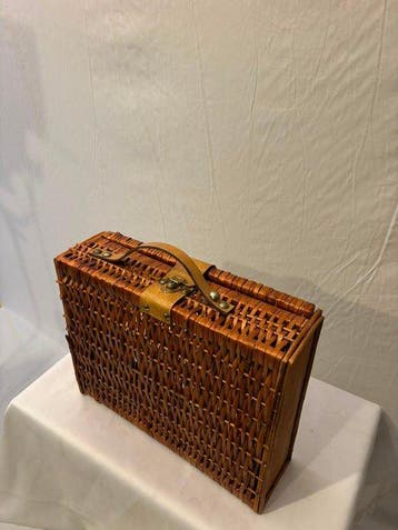 . - Rattan mandje Origineel Jaren 60 - Koffer