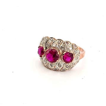 Zonder minimumprijs - Ring - 9 kt. Roségoud, Zilver Spinel -, Nieuw
