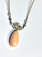 Halsketting - 9 kt. Roségoud Diamant (Natuurlijk) - Parel -, Handtassen en Accessoires, Nieuw