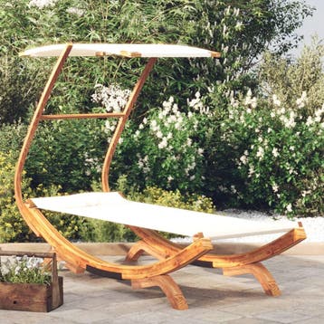 vidaXL Loungebed met luifel 100x190x134 cm massief gebogen, Tuin en Terras, Verzenden, Nieuw