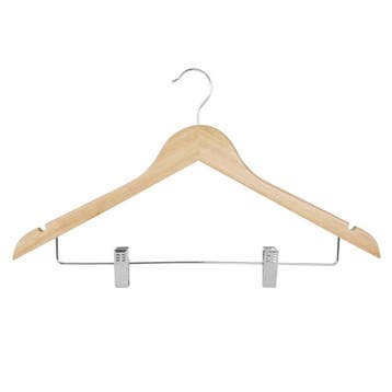Kledinghangers | Hout/Staal | Naturel | Ophangclips | 10, Verzenden, Nieuw in verpakking