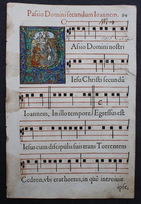 Choralbuch,Missale Romanum,mit koloriertem Holzschnitt -, Antiek en Kunst, Antiek | Boeken en Manuscripten