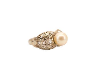 Ring - 19.2 kt. Witgoud - diamanten en parels, Nieuw