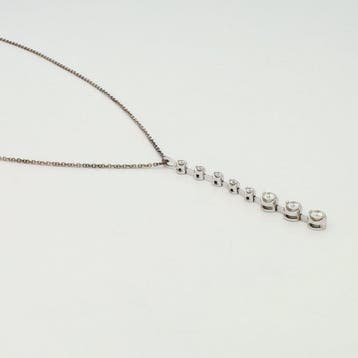 Collier avec pendentif - 18 carats Or blanc Diamant, Handtassen en Accessoires, Antieke sieraden