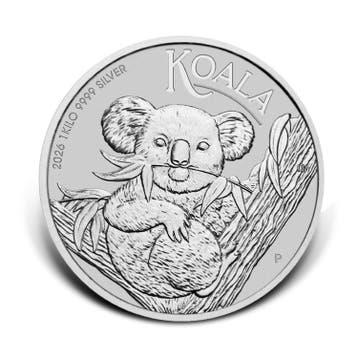 1 kilo zilveren Koala munt 2026, Postzegels en Munten, Edelmetalen en Baren