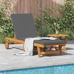 vidaXL Ligstoel 1-persoon 2 pcs Bruin Massief Acacia Hout, Verzenden, Nieuw