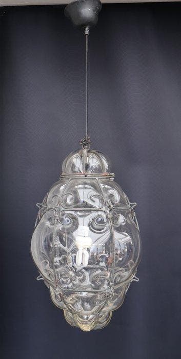 Lampe à suspendre - Verre - Lampe pendante en cage