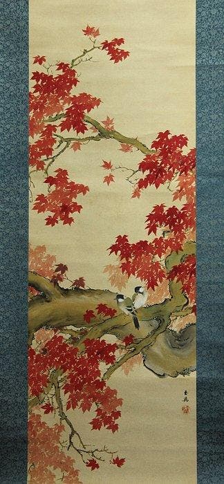 Autumn leaves and birds -   Maeda Gyokuei - Japan